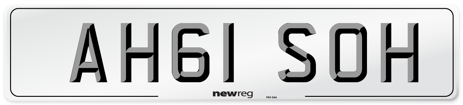 AH61 SOH Number Plate from New Reg